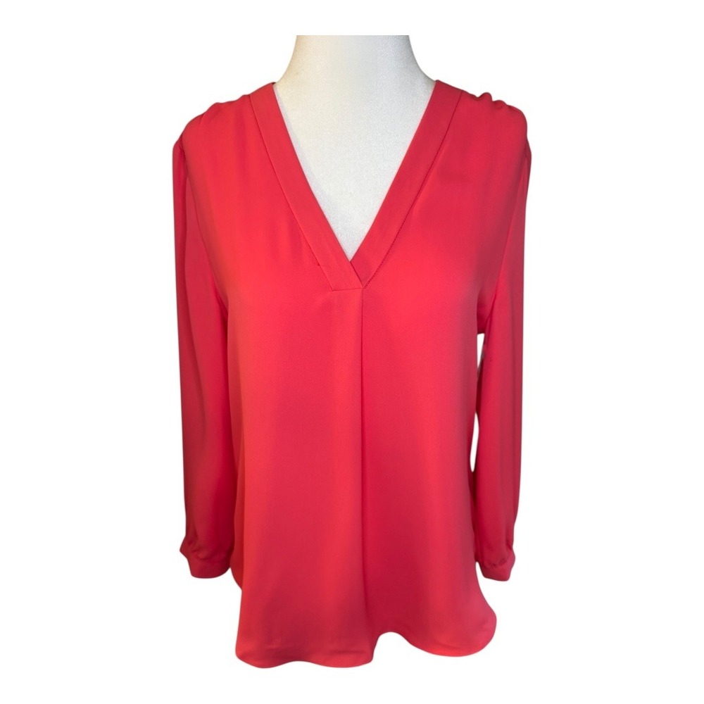 Vince Camuto Blouse V-Neck Long Sleeve Coral Top XS NWT
